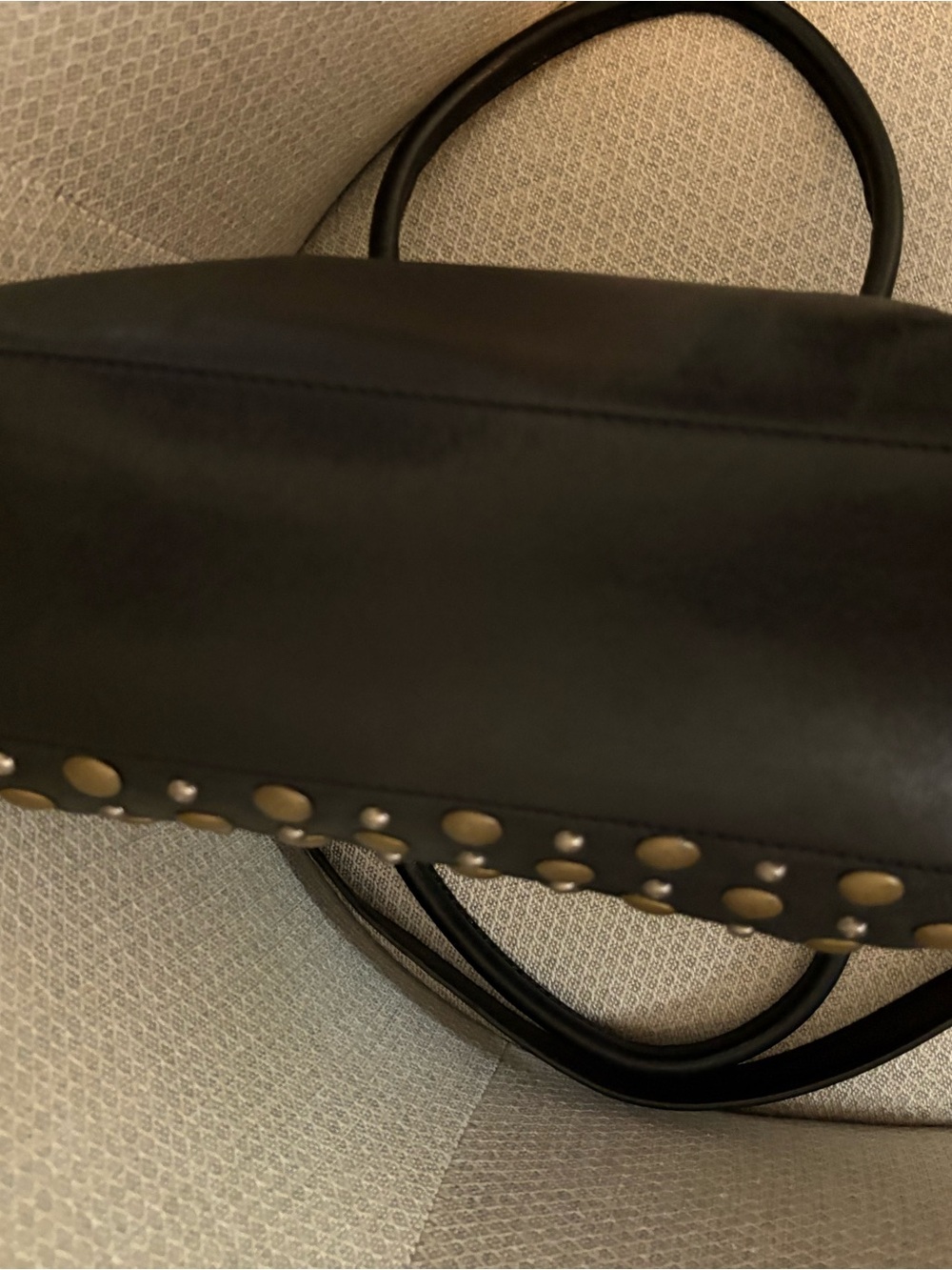 Michael Kors Black Stud-Accented Leather Satchel Bag - Picture 6 of 8